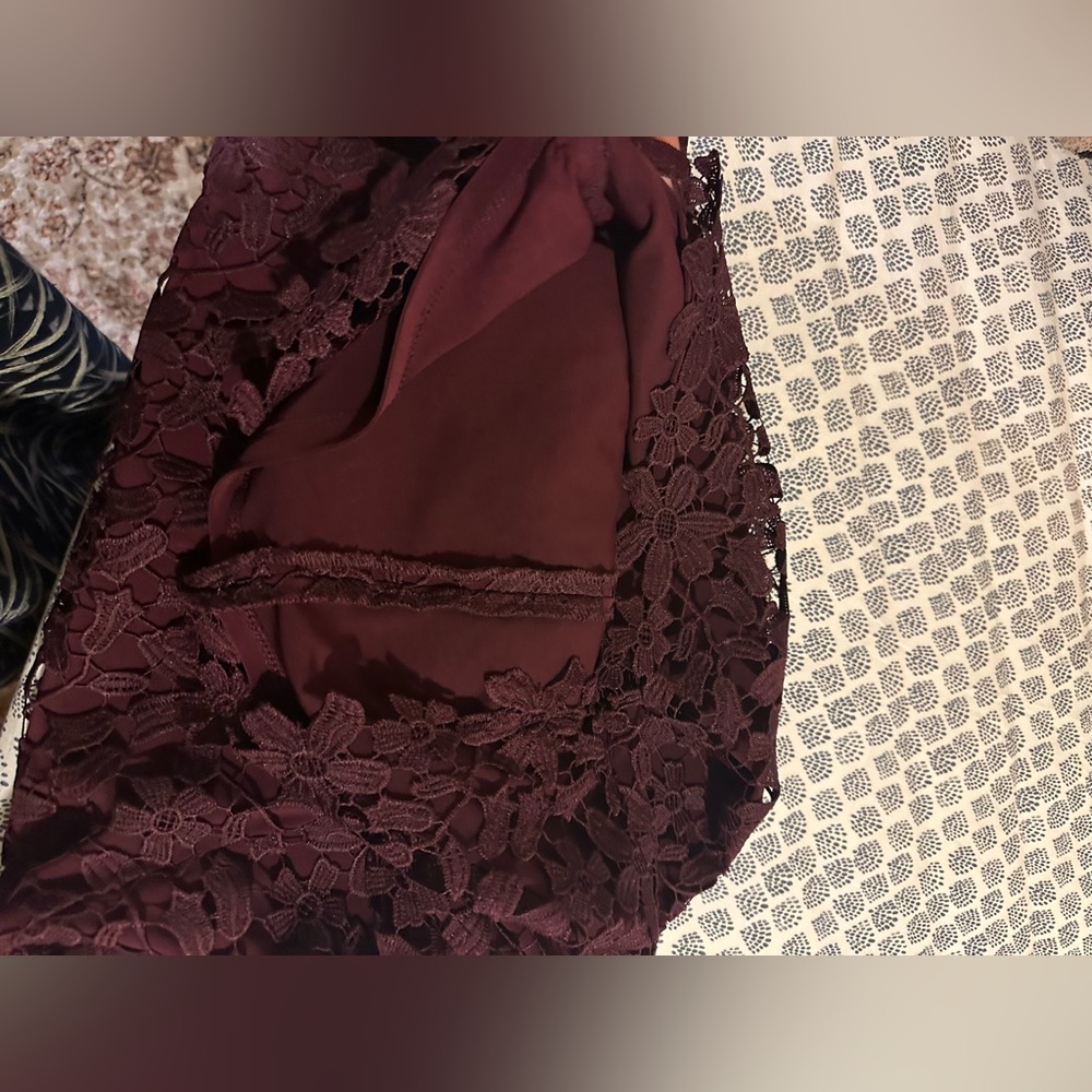 LAUREN RALPH LAUREN BEAUTIFUL BURGUNDY LACE CASUAL COCKTAIL ,PARTY DRESS… - Picture 4 of 15